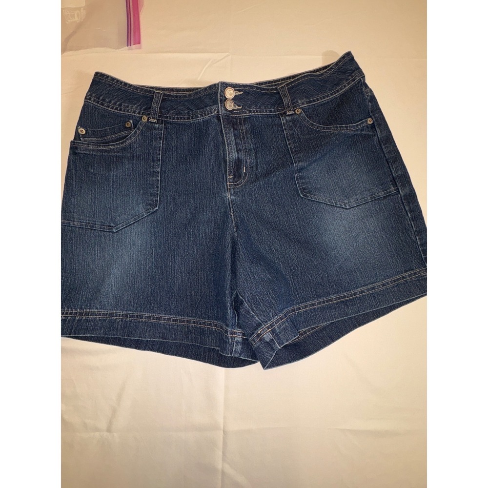 Just My Size Womens 16W Short Denim Jean Shorts Dark Wash Stretch JM9260